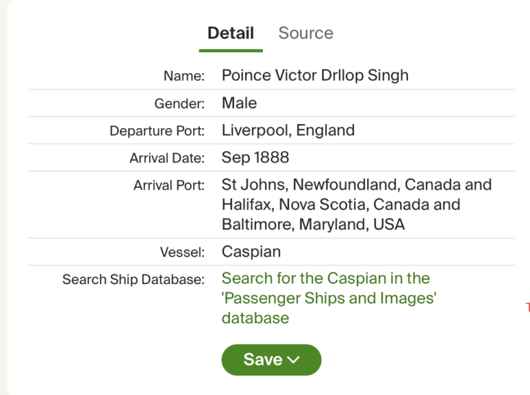 Victor Jay Dhuleep Singh, passenger list, Halifax, 1888. (row 14)